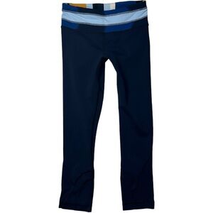 Lululemon Run: Inspire Crop II True Navy‎ Colorblock Waist 21.5” Size 2